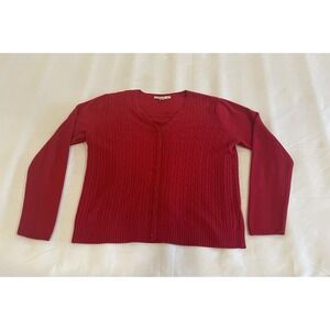 Carolyn Taylor Sweater Cardigan Red V Neck Womens Size Medium
